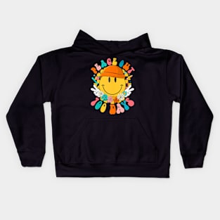 Groovy Peace Out 100 Days Of School Smile Face Kids Kids Hoodie